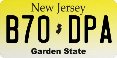NJ license plate B70DPA