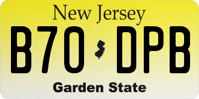 NJ license plate B70DPB