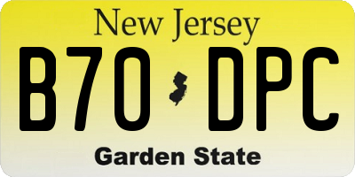 NJ license plate B70DPC