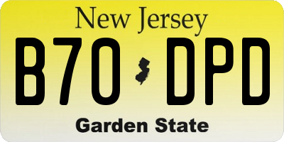 NJ license plate B70DPD