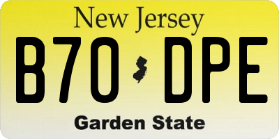 NJ license plate B70DPE