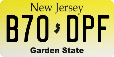 NJ license plate B70DPF