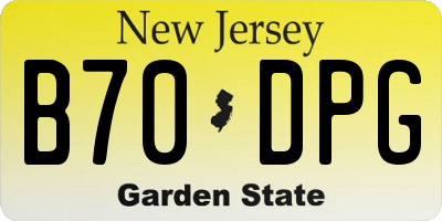 NJ license plate B70DPG