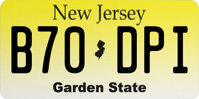 NJ license plate B70DPI
