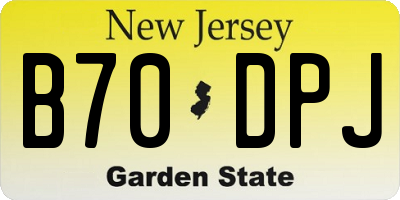 NJ license plate B70DPJ