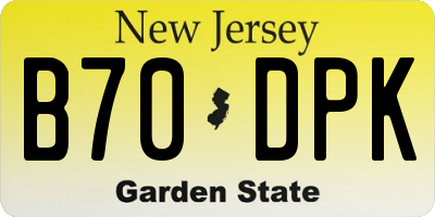 NJ license plate B70DPK