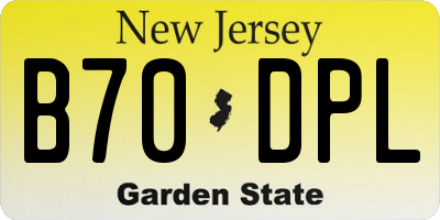 NJ license plate B70DPL