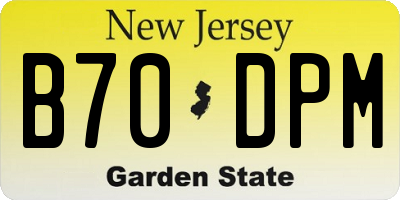 NJ license plate B70DPM