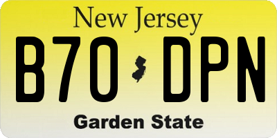 NJ license plate B70DPN