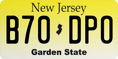 NJ license plate B70DPO