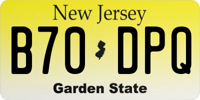 NJ license plate B70DPQ