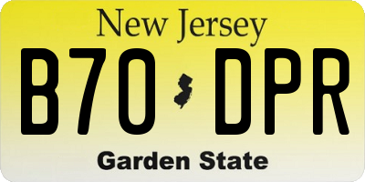 NJ license plate B70DPR