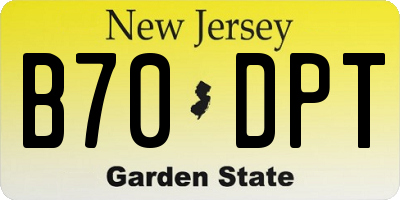 NJ license plate B70DPT