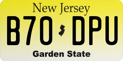 NJ license plate B70DPU
