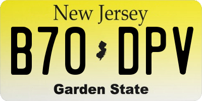 NJ license plate B70DPV