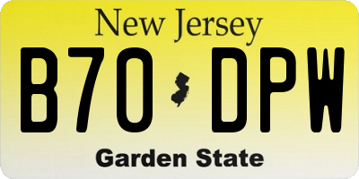 NJ license plate B70DPW