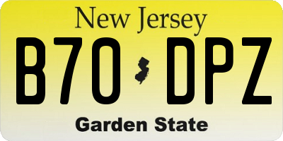 NJ license plate B70DPZ