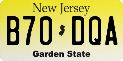 NJ license plate B70DQA