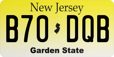 NJ license plate B70DQB