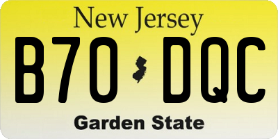 NJ license plate B70DQC