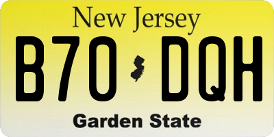 NJ license plate B70DQH