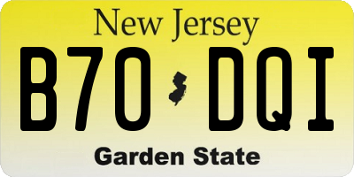 NJ license plate B70DQI