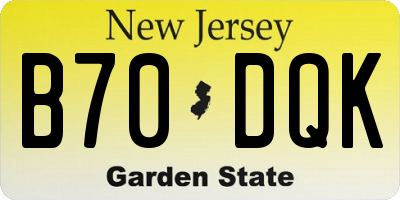 NJ license plate B70DQK