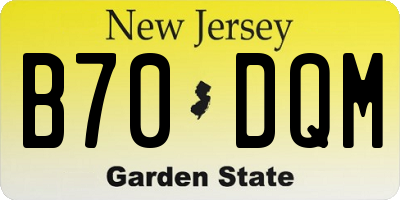 NJ license plate B70DQM