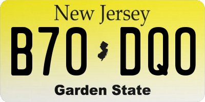 NJ license plate B70DQO