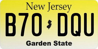 NJ license plate B70DQU