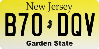 NJ license plate B70DQV