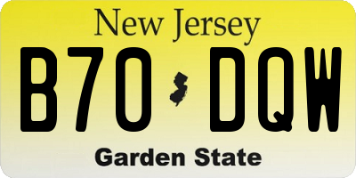 NJ license plate B70DQW
