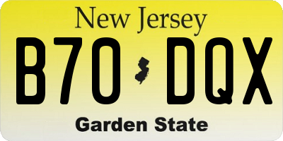 NJ license plate B70DQX
