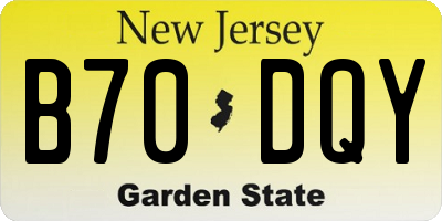 NJ license plate B70DQY