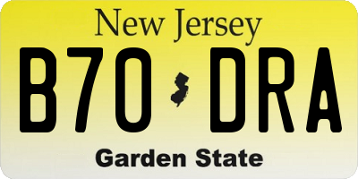 NJ license plate B70DRA