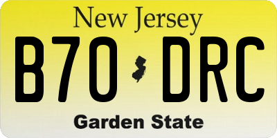 NJ license plate B70DRC