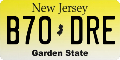 NJ license plate B70DRE