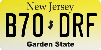 NJ license plate B70DRF