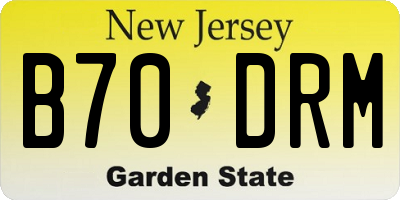 NJ license plate B70DRM