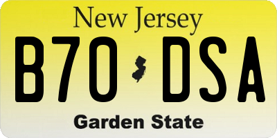 NJ license plate B70DSA