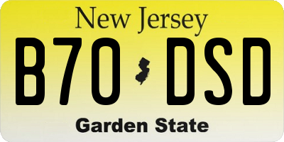 NJ license plate B70DSD