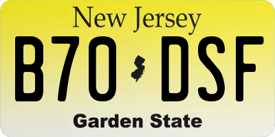 NJ license plate B70DSF