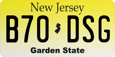 NJ license plate B70DSG