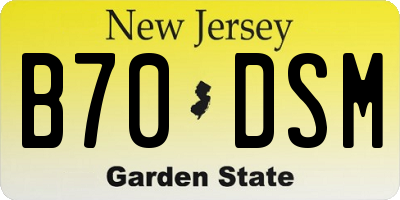 NJ license plate B70DSM