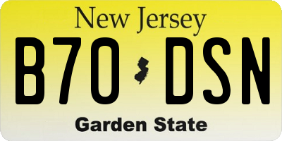 NJ license plate B70DSN