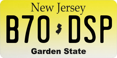 NJ license plate B70DSP