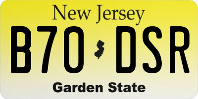 NJ license plate B70DSR