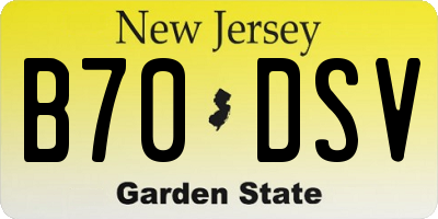 NJ license plate B70DSV