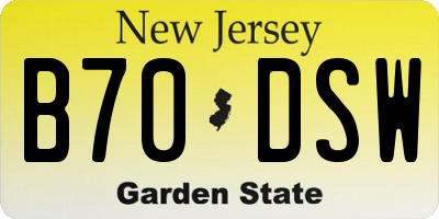 NJ license plate B70DSW