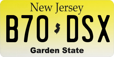 NJ license plate B70DSX